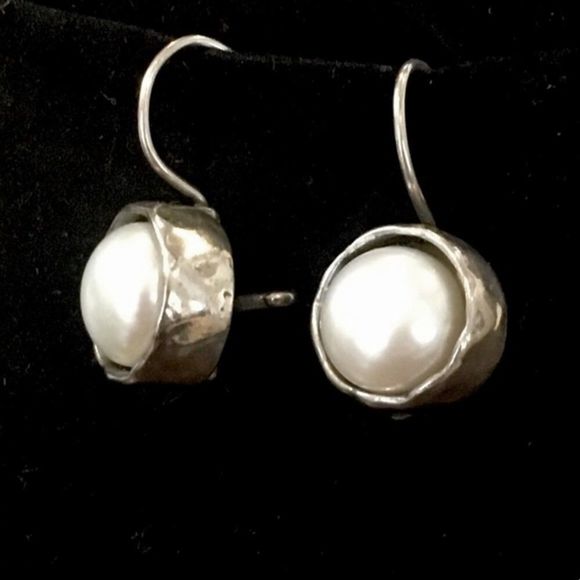 SILPADA MARGARITE Sterling Silver Pearl Drop Earrings W1750 - Picture 2 of 9